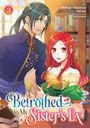 "Betrothed to My Sister’s Ex"; Manga 3. Zwei Figuren: Mann in Blau, Frau in Grün mit rotem Haar. Anime-Stil, Bücher im Hintergrund.