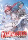 "Novel 3", "Magical Buffs: The Support Caster is Stronger Than He Realized!" Zwei animierte Figuren, Frau mit roten Haaren.