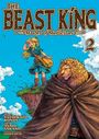 „The Beast King: Master of Medicines". Band 2. Junge mit Tasche und Löwe auf Felsplateau vor blauem Himmel. Manga-Stil.