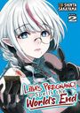 "Lilia's Pregnancy Spells the World's End Vol. 2" steht auf einem Manga-Cover mit einer Manga-Figur, die ein Onigiri hält.