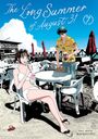 Text: "The Long Summer of August 31 (7)". Illustration: Frau im Bikini, Mann mit Getränk, sonnige Strandatmosphäre.
