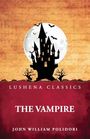 "LUSHENA CLASSICS, THE VAMPIRE, JOHN WILLIAM POLIDORI." Silhouette eines Schlosses vor Vollmond mit Fledermäusen.