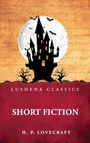 "LUSHENA CLASSICS, SHORT FICTION, H. P. LOVECRAFT." Silhouette eines Spukschlosses vor Vollmond, mit fliegenden Fledermäusen.