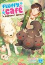 "Fluffy Café in Another World". Ein fröhlicher junger Mann mit Tieren in einem bunten, blühenden Garten.