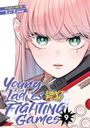 „Young Ladies Don't Play Fighting Games 9.“ Anime-Mädchen mit rosa Haaren und blauen Augen hält einen Spiele-Controller.