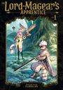 "The Lord-Magear's Apprentice vol. 1" steht oben. Eine Illustration zeigt zwei Figuren im Wald, eine mit Schwert, eine mit Vogel.