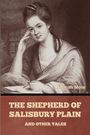 Text: Hannah More. THE SHEPHERD OF SALISBURY PLAIN AND OTHER TALES. Illustration: Frau mit Schreibfeder und Papier.