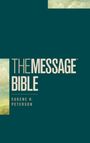 "The Message Bible" von Eugene H. Peterson. Dunkelgrüner Hintergrund mit Wolkenmuster am Rand.