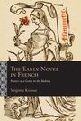 Text: "The Early Novel in French: Poetics of a Genre in the Making, Virginia Krause." Illustration: Frau mit Blume, Hund.