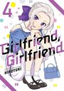 „Girlfriend, Girlfriend“, „presented by HIROYUKI“. Illustration eines Mädchens mit lila Augen und blauer Schleife.