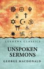 „Lushena Classics, Unspoken Sermons, George MacDonald.“ Verschiedene religiöse Symbole auf buntem Hintergrund.