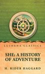 Lushena Classics: "She: A History of Adventure" von H. Rider Haggard. Kompass über Landschaftsillustration.