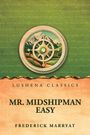 „Lushena Classics“, „Mr. Midshipman Easy“, „Frederick Marryat“. Illustration mit Kompass und Berglandschaft.