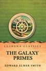 "LUSHENA CLASSICS. THE GALAXY PRIMES. EDWARD ELMER SMITH." Illustration eines Kompasses vor Bergen und grünem Hintergrund.
