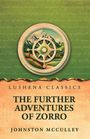 "LUSHENA CLASSICS: THE FURTHER ADVENTURES OF ZORRO, JOHNSTON MCCULLEY." Kompassrose und Berglandschaft, grün-golden.