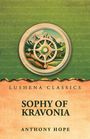 Lushena Classics: "Sophy of Kravonia" von Anthony Hope. Im Hintergrund ein Kompass vor Berglandschaft.