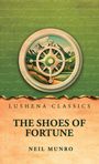 "Lushena Classics: The Shoes of Fortune. Neil Munro." Illustration eines Kompasses vor Bergen und Wiesen.