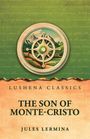 Text in Großbuchstaben: "THE SON OF MONTE-CRISTO." Darüber: "LUSHENA CLASSICS." Unten: "JULES LERMINA." Illustration mit Kompassrose.