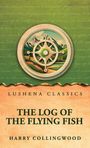 Texte: Lushena Classics, The Log of the Flying Fish, Harry Collingwood. Logo: Steuerrad vor Berglandschaft. Hintergrund: grün.