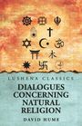 LUSHENA CLASSICS: DIALOGUES CONCERNING NATURAL RELIGION von DAVID HUME. Symbole für verschiedene Religionen auf farbigem Hintergrund.