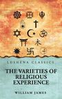 "LUSHENA CLASSICS, THE VARIETIES OF RELIGIOUS EXPERIENCE, WILLIAM JAMES." Symbole verschiedener Religionen auf gemustertem Hintergrund.