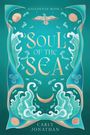 „GALLISENAE BOOK 1, SOUL OF THE SEA, CARLY JONATHAN“, Illustration mit Meereswellen, Möwe, Muscheln.