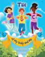 "The ABCs of My Body and Me." Drei fröhliche Kinder in bunten Kleidern, zwei Vögel halten ein gelbes Banner im Himmel.