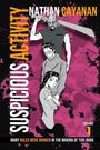 "SUSPICIOUS ACTIVITY", "VOLUME 1", "MANY RULES WERE BROKEN IN THE MAKING OF THIS BOOK". Illustration mit drei Figuren.