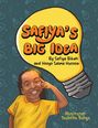 „Safiya's Big Idea“ steht in einer großen Glühbirne. Darunter ein fröhliches Kind in einem gelben Shirt.