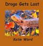 Titel: "Drogo Gets Lost", Autor: "Katie Ward". Eine Illustration zeigt eine Echse zwischen bunten Herbstblättern im Gras.