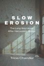"Slow Erosion: The Long Way Home After Narcissistic Abuse" von Tricia Chandler. Eine Frau steht in einem alten Raum.