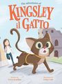 „The Adventures of Kingsley il Gatto“ steht oben. Eine Illustration zeigt eine fröhliche Katze und ein Mädchen.