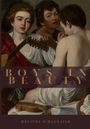 Text: "BOYS IN BEAUTY", "MELINDA Ó MAONAIGH". Klassisches Gemälde mit drei jungen Männern, ein Instrument.