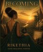 „BECOMING“, „A JOURNEY THROUGH THE SEASONS OF HEALING“, „GRACE CHANGED EVERYTHING“. Frau im eleganten Kleid vor Sonnenuntergang.