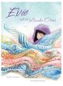 „Evie and the Lavender Cloak“ steht oben, eine Frau in einem lavendelfarbenen Umhang ist mit bunten Tüchern umhüllt.