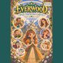 "Everwood: What a Tear of Love Could Do." Ein Mädchen in einem grünen und orangefarbenen Kleid vor einem Schloss, Tiere und Menschen.