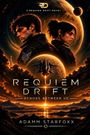 „Requiem Drift: Echoes Between Us“ von Adamm Starfoxx. Raumlandschaft, zwei Personen in Anzügen, Raumschiff.