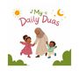 "My Daily Duas" steht oben, darunter eine Frau mit Kopftuch, die zwei fröhliche Kinder an der Hand hält.