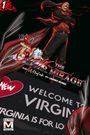 Logo mit verführerischem Mann: "WELCOME TO VIRGINIA," "VIRGINIA IS FOR LOVERS," "THE MR. MIRAGE," "RATED M," mit stilisierten Elementen.