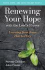 "Renewing Your Hope with the Lord's Prayer" steht auf Holzmaserung mit Blatt. Autoren: Steven Childers, John Frame.