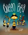 „QUEEN BEA“ in großen Buchstaben, eine Cartoon-Biene mit Krone umgeben von anderen Bienen.