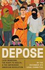 Text: "DEPOSE. Luigi Mangione, the right to health, & the unfinished American revolution." Menschenmenge in bunter Kleidung.